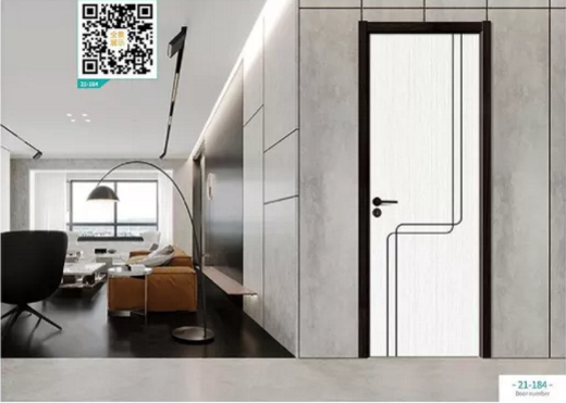 廠價新款鑫順來21-184掃碼叉色條木門,掃二維碼看裝修風格