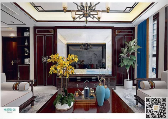 廠價新款鑫順來DQ-05掃碼輕奢電視墻,掃二維碼看裝修風格